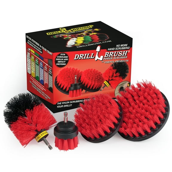 Drillbrush Patio & Garden Stiff Red Drill Brush (4 Piece) R-S-542O-QC-DB