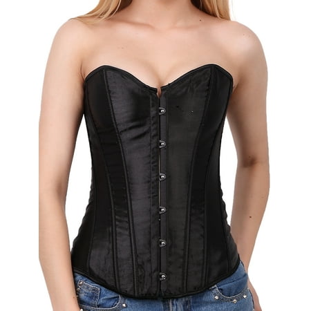 

YouLoveIt Women Corsets Waist Cincher Shaper Plus Size Satin Overbust Bustier Lingerie Corset Top Waist Training Bustier 12 Plastic Boned Corset