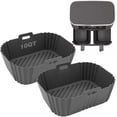 thumbnail image 1 of Wellavich Grande Friteuse à Air Chaud Doublure en Silicone pour Friteuse à Air 8-10QT Double Panier, Friteuse à Air Antiadhésive, Friteuse à Air Rectangulaire Panier en Silicone, Accessoires Réutilisables pour Friteuse à Air, 2 Pcs Poêle à Frire, 1 of 7