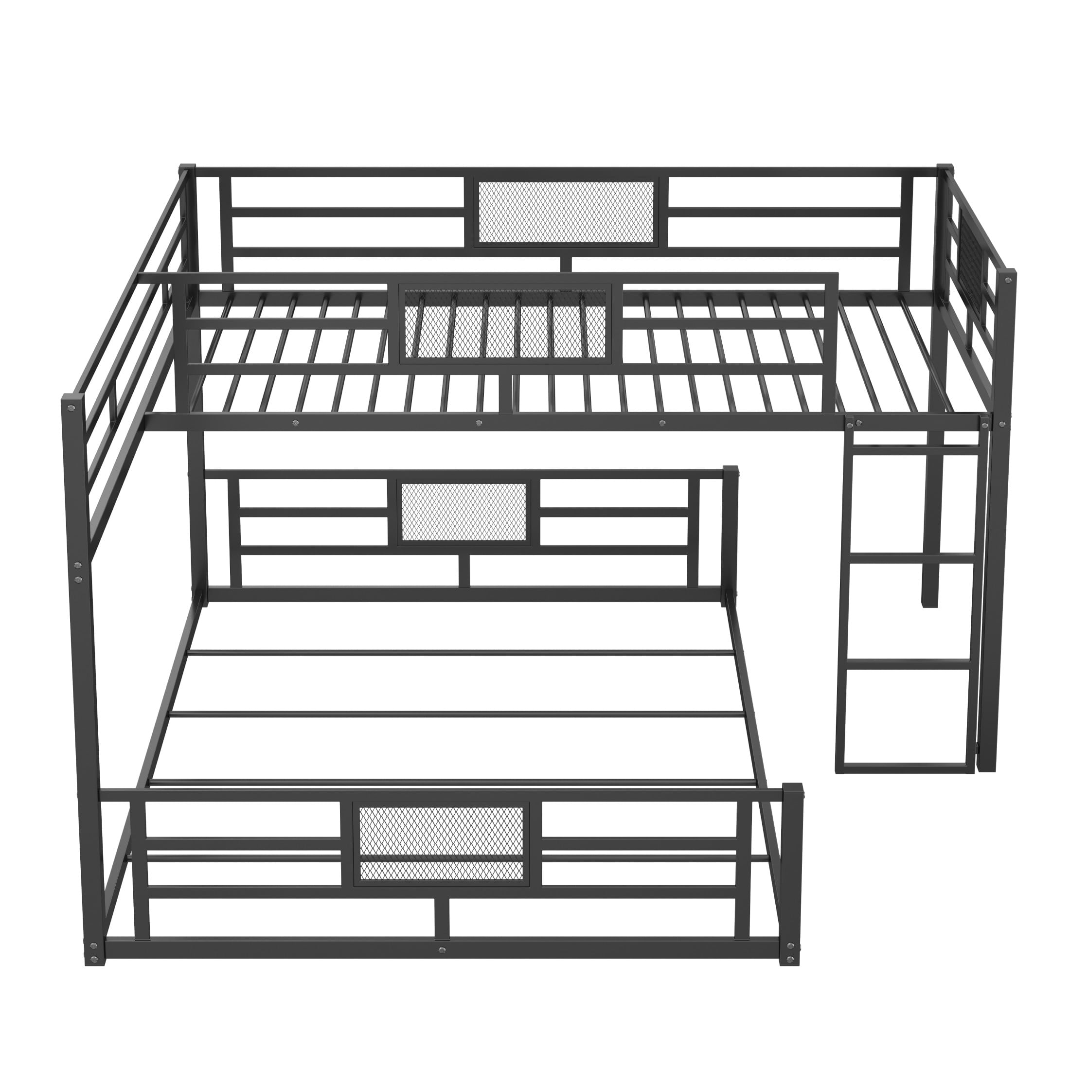 Noble House L-shaped Twin over Full Metal Bunk Bed, Space-Saving Steel Bunk Bed Frame, Space Saving Design, Black