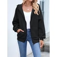 thumbnail image 3 of Zip Up Hoodie Women Long Sleeve Sweatshirts Fall Outfits Oversized Hoodies Casual Fashion Jackets Black XXL, 3 of 7