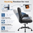 thumbnail image 3 of NYOAK 500lbs Office Chair with Wide Seat, Ergonomic Leather Executive Desk Chair with Lumbar Support, Flip-Up Padded Armrests, High Back Swivel Computer Gaming Chair, Black, 3 of 8