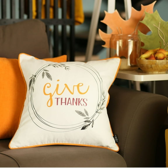 Fall Thanksgiving Decorative Single Throw Pillow Quote Square