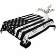thumbnail image 2 of Black White Table Cloth Waterproof Tablecloths, Retro Stars Stripes Flag Shabby Chic Texture Tablecloth Dining Table Cover for Kitchen Party Tabletop Outdoor, Rectangle Tablecloth 60x84 Inch, 2 of 9