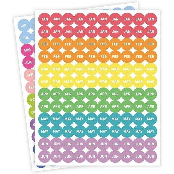 Rainbow Monthly Stickers for Bullet Journals and Planners Colorful Round Labels 0.75 inch 480