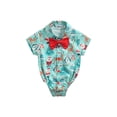 thumbnail image 1 of FOCUSNORM Toddler Short Sleeve Romper Christmas Cartoon Pattern with Bow, 1 of 6