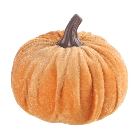 Halloween Pumpkin Decor Small 3 X 2.5 Inch Orange Flocked Pumpkin Fall Pumpkin Decor for Home Thanksgiving Table Decor for Tiered Tray Living Room Shelf Display 1 Pack