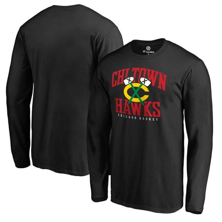 - Chicago Blackhawks Fanatics Branded Big & Tall Hometown Collection Chi Town Hawks Long Sleeve T-Shirt - Black