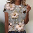 thumbnail image 2 of Floral Bee Print Women Short Sleeve Tops Casual Dressy Fashion Loose T Shirts Cute Graphic 2026 Spring Blouses, 2 of 7