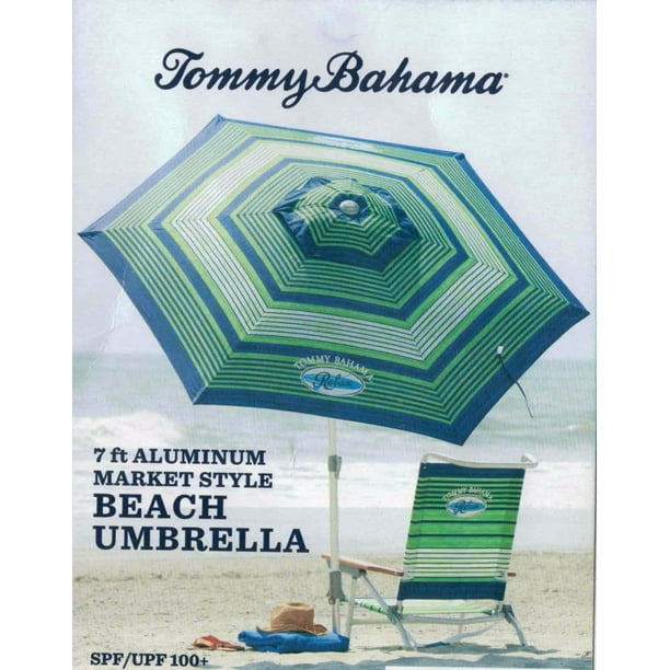 Tommy Bahama 7' Beach Umbrella Blue / Green Stripe