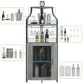 thumbnail image 6 of Sunvasagoo Corner Wine Bar Cabinet, 50-Bottle Storage, Adjustable Shelves, MDF&Metal Frame in Gray, 6 of 9