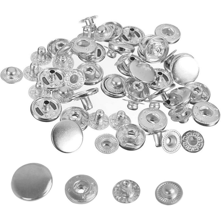 Trimming Shop 20mm S Spring Press Studs 4 Part, Durable and Lightweight, Metal  Snap Buttons Fasteners for Jackets, DIY Leathercrafts, Sewing Clothing,  Purses, Gunmetal Black, 20pcs 