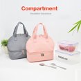 thumbnail image 3 of Lunch Bag for Women Double Compartment Insulated Tote Lunch Bag Antifouling Waterproof Leakproof Cooler Lunch Bag with Large Capacity for Office School Picnic（Pink）, 3 of 7