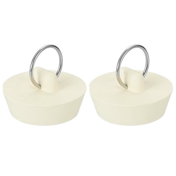 Uxcell Tub Drain Stopper, 2Pcs for 1-3/8" to 1-1/2" Rubber Bath Tub Drain Sink Stopper with Pull Ring for Kitchen Sink Bathroom Laundry, White