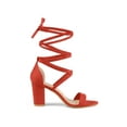 thumbnail image 3 of BLISSFUL STEP Women's Open Toe Lace Up Chunky High Heels Sandals Orange (Size 7), 3 of 6