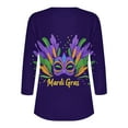 thumbnail image 5 of YUGYXL Summer Plus Size 3/4 Length Sleeve Tshirt for Women 2025 Mardi Gras Mask Printed Loose Cozy Costume Trendy Crew Neck Lightweight Tunic Clothes Celebration Tees, 5 of 5