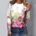 thumbnail image 2 of IROINID en Solde T-shirt à Manches Longues en Polyester pour Femmes Confortable Col Rond Hauts Amples Imprimés T-Shirts Blouse, Rose, 2 of 5