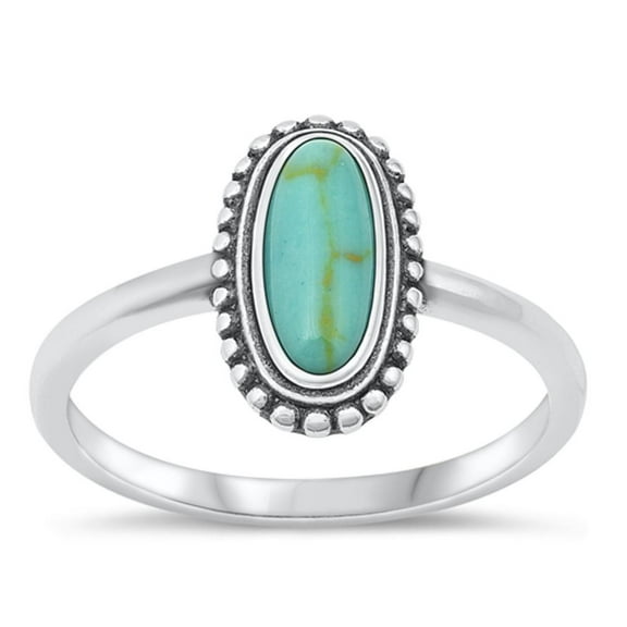 CHOOSE YOUR COLOR Cocktail Bali Simulated Turquoise Ring .925 Sterling Silver Band Blue CZ Female Size 6