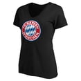 thumbnail image 2 of Women's Black Bayern Munich Official Logo V-Neck T-Shirt, 2 of 3