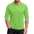 thumbnail image 1 of Men Casual Fashion Stand Collar Solid Pullover Button 3/4 Sleeve Shirt Blouse, 1 of 5