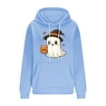 thumbnail image 5 of Xdegoge Halloween Hoodies for Women Cute Ghost with Pumpkin Drink Graphic Sweatshirts Pullover Long Sleeve Hooded Drawstring Sweat Shirts with Kangaroo Pocket Vintage Holiday Party Clothes, 5 of 6