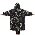 thumbnail image 2 of Oversized Wearable Blanket Hoodie,Halloween Skeleton Ghost Pattern Sherpa Blanket Hoodie with Super Pockets,Super Warm Fuzzy Pullover for Women & Men, 2 of 6