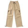 thumbnail image 4 of Men's Cargo Casual Pants Drawstring Elastic Waist Straight Leg Trousers Lightweight Trendy Loose Fit Pants with Pockets Beige 4XL, 4 of 5