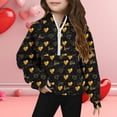 thumbnail image 2 of SERTG Girls Valentines Half Zip Sweatshirt Hoodless Stand Collar Thumbhole Cuffs Kids Long Sleeve Casual Pullover Everyday Top(Gold#1,9 Years), 2 of 5