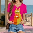 thumbnail image 6 of Ankishi Cat T Shirts for Women V Neck Cute Printed T Shirts Loose Fit Basic Tops Short Sleeve for Everyday Wear, 6 of 7