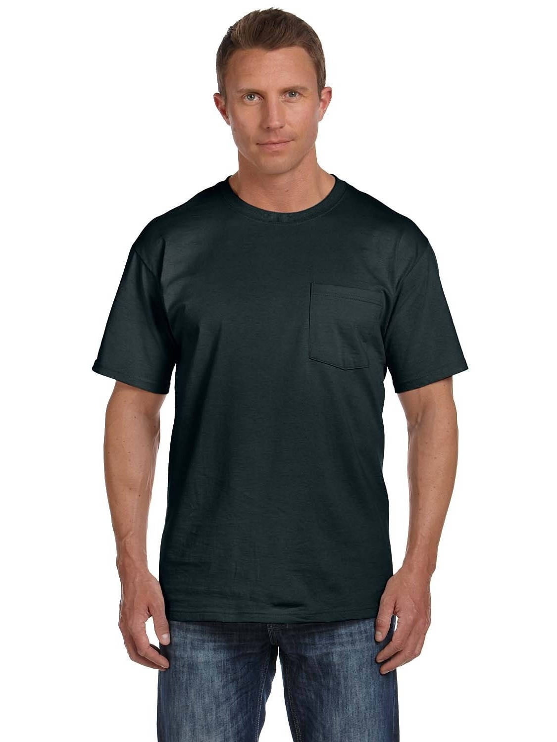 Fruit of the Loom Men's Black Heavy Cotton HD Pocket Undershirts (Pack