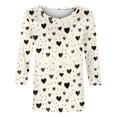 thumbnail image 4 of Cute Heart Shirts for Valentines Day Women Classic 3/4 Sleeve Tops Trendy Plus Size Basic Tee Shirt, 4 of 4