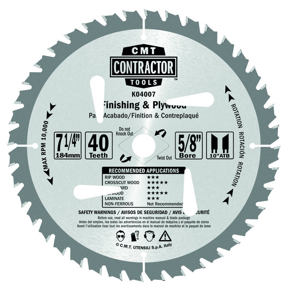 CMT Saw Blade K04007X10 ITK Contractor Finishing 10/Pack, 71/4 x 40