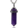 thumbnail image 1 of Pendentif Collier Chakra Reiki Pointu Hexagonal en Améthyste Naturelle 20 Pouces, 1 of 4