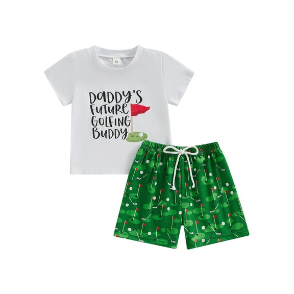 Jxzom Toddler Baby Boy Golf Outfit Daddy's Future Golfing Buddy Golf T-Shirt Golf Shorts 6 12 18 Months 2T 3T Summer Clothes Set