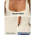 thumbnail image 6 of SHIBEVER Summer Tank for Women Knit Sleeveless Tops Trendy Square Neck Casual Ribbed Blouse Basic Tanks Solid Color White Shirt Size M, 6 of 6