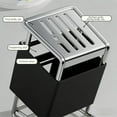 thumbnail image 4 of Weloille Stainless Steel Knife Holder, Multifunctional Kitchen Tool Organizer with Rotatable Design and Drawable Water Tray, Black and White, 4 of 7