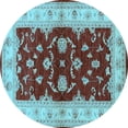 thumbnail image 1 of Ahgly Company Indoor Round Oriental Light Blue Industrial Area Rugs, 6' Round, 1 of 4