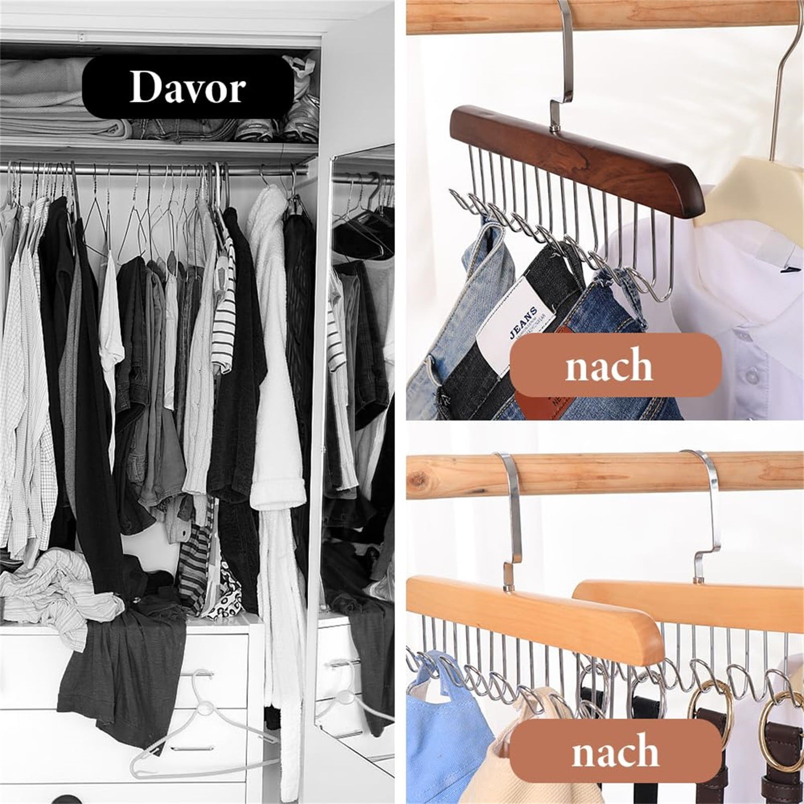 Door Towel Rack 2Pcs Anti Slip Multi Hook Coat Racks Bra Hangers For Closet Organizer With 8 Hooks 360 °Swivel Belt Hanger For Closet For Belt Tie Tank Top Bra Scarf