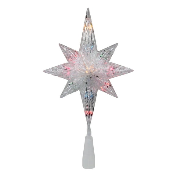 Northlight 11" Lighted Clear 8 Point Star of Bethlehem Christmas Tree Topper - Multicolor Lights