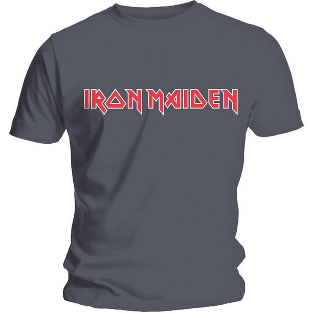 Iron Maiden - Camiseta Classic Logotipo para Adultos Unisex (Gris Carbón)