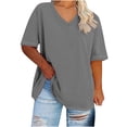 thumbnail image 2 of Fiudx Camisas para Mujer Camiseta Deportiva de Verano de Gran Tamaño con Cuello En V y Manga Corta para Mujer, 2 of 4