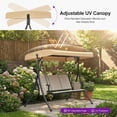 thumbnail image 6 of PURPLE LEAF Porch Swing with Adjustable Tilt Canopy 3-Seat Patio Swing with Stand and Meatl Steel Frame All-Weather Outdoor Swing Chair Seat for Backyard Garden Deck Balcony, Silver Grey, 6 of 8