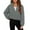 Gray, variant on Girls' Fuzzy Fleece Jackets Zip up Collared Long Sleeve Plush Cropped Sweatshirts Warm Outwear Coat with Pockets(Red,12-13 Years)