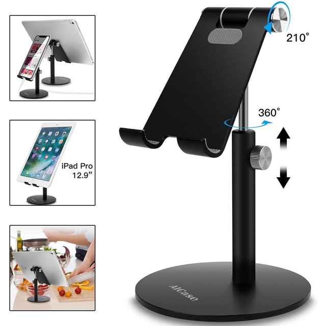 Soporte ajustable para tableta/teléfono, soporte telescópico ajustable para iPad, soporte universal de aluminio multiángulo compatible con teléfono celular/tableta/iPad inteligente iPhone (4-13