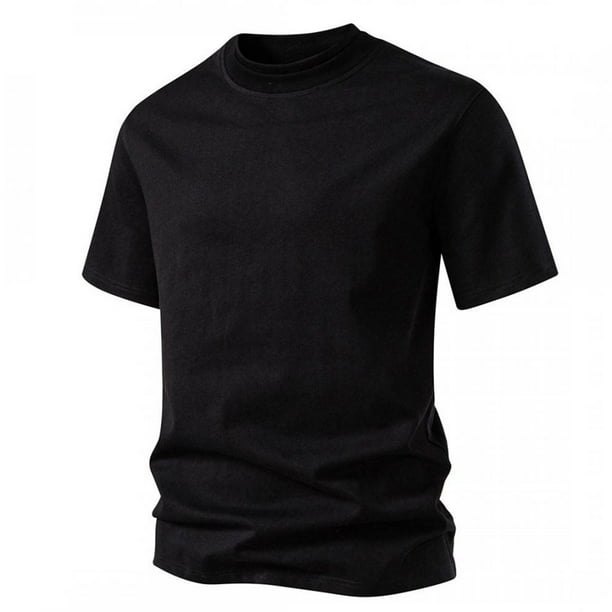 pstuiky camisetas de manga corta para hombre, Camiseta holgada de manga corta con cuello alto y color liso para hombre, talla grande camisas casuales para hombre xl