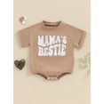 thumbnail image 2 of Bagilaanoe Newborn Baby Girl Boy Summer Rompers Letter Embroidery Short Sleeve Bodysuits 3M 6M 12M 18M Infant Casual One Piece Short Jumpsuit, 2 of 8