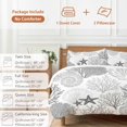 thumbnail image 6 of 3 Piece Grey Coastal Duvet Cover Set Twin Size, Microfiber Comforter/Quilt Cover with Corner Ties and 2 Pillowcases, Ocean Coral Starfish Shell Modern Sea All Season Soft Bedding with Zipper Closure, 6 of 8