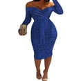 thumbnail image 1 of PENGXIANG Robe Sexy Épaules Dénudées Manches Longues Pailletées Robe de Soirée Noire S, 1 of 9