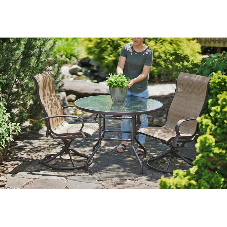 Garden Elements Bellevue Sling Swivel Rocker Patio Chair Brown Pack of 2