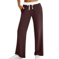 thumbnail image 3 of ZyeKqe Wide Leg Pants for Women Drawstring Color Block Sweatpants Elastic Waisted Comfy Baggy Full Length Trousers, 3 of 7